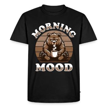 Grumpy Bear With Coffee Morning Mood - Men's Premium Organic T-Shirt - black - Front - Nico (187cm)