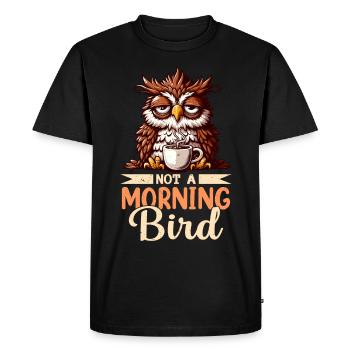 Grumpy Owl With Coffee Morning Mood - Men's Premium Organic T-Shirt - black - Front - Nico (187cm)
