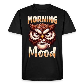Grumpy Owl With Coffee Morning Mood - Men's Premium Organic T-Shirt - black - Front - Nico (187cm)