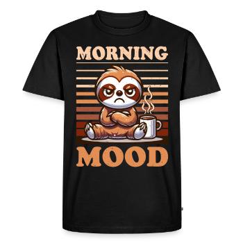 Grumpy Sloth With Coffee Morning Mood - Men's Premium Organic T-Shirt - black - Front - Nico (187cm)