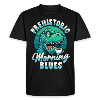 Grumpy Trex Dinosaur With - Men's Premium Organic T-Shirt - black - Front - Nico (187cm)