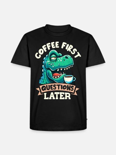 Grumpy Trex Dinosaur With - Men's Premium Organic T-Shirt - black