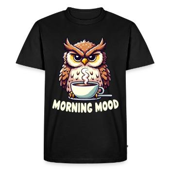 Grumpy Owl With Coffee Morning Mood - Men's Premium Organic T-Shirt - black - Front - Nico (187cm)