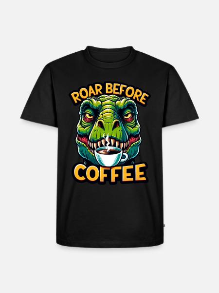 Grumpy Trex Dinosaur With - Men's Premium Organic T-Shirt - black