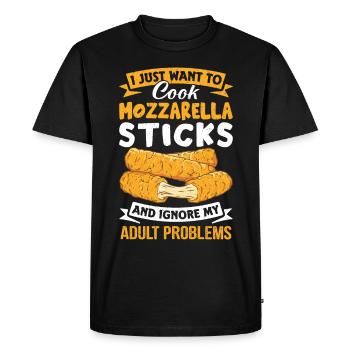 Bâtonnets de mozzarella au fromage - T-shirt Premium bio Homme - noir - Devant - Nico (187cm)