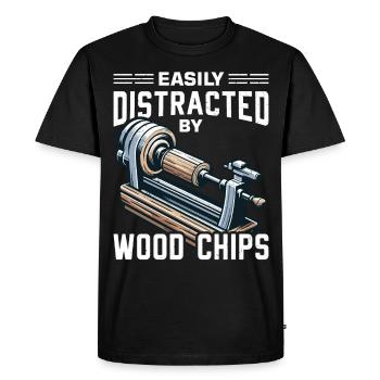 Easily distracted by wood chips Lathe - Men's Premium Organic T-Shirt - black - Front - Nico (187cm)