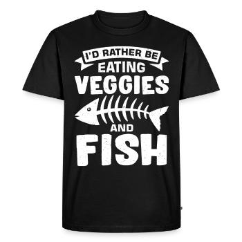 Je préfère manger des légumes et du poisson - T-shirt Premium bio Homme - noir - Devant - Nico (187cm)