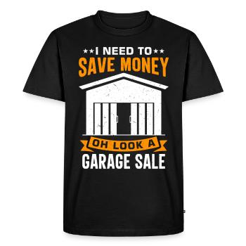 Vente de garage - T-shirt Premium bio Homme - noir - Devant - Nico (187cm)