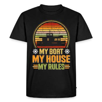 Funny Houseboat Saying - Men's Premium Organic T-Shirt - black - Front - Nico (187cm)