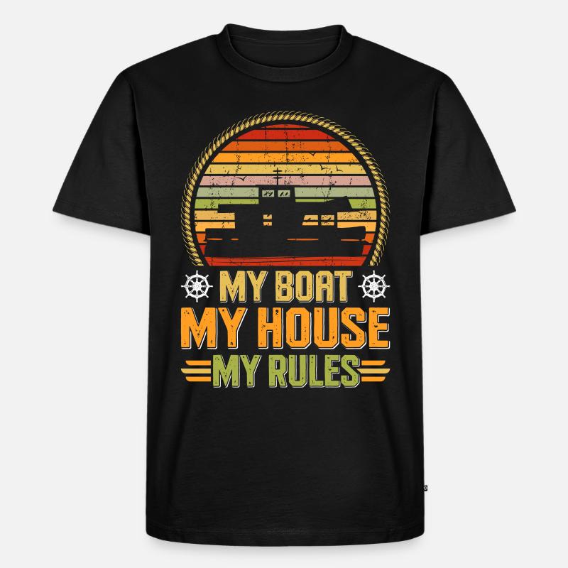 Witziger Hausboot Spruch - Männer Premium Bio T-Shirt - Schwarz