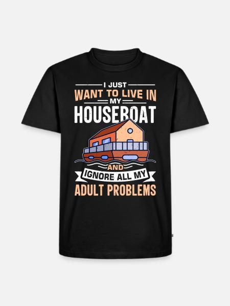Witziger Hausboot Spruch - Männer Premium Bio T-Shirt - Schwarz