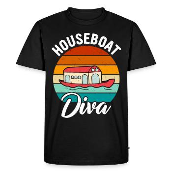 Funny Houseboat Saying - Men's Premium Organic T-Shirt - black - Front - Nico (187cm)