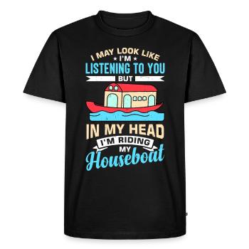 Funny Houseboat Saying - Men's Premium Organic T-Shirt - black - Front - Nico (187cm)