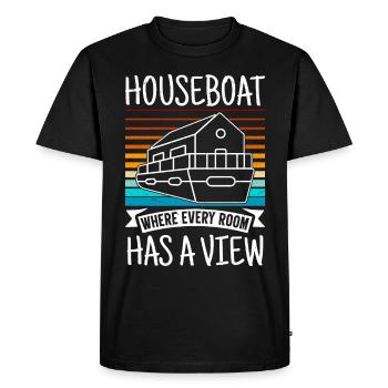 Funny Houseboat Saying - Men's Premium Organic T-Shirt - black - Front - Nico (187cm)