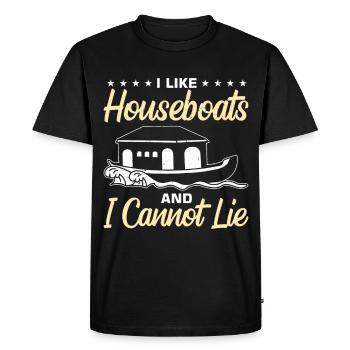 Funny Houseboat Saying - Men's Premium Organic T-Shirt - black - Front - Nico (187cm)
