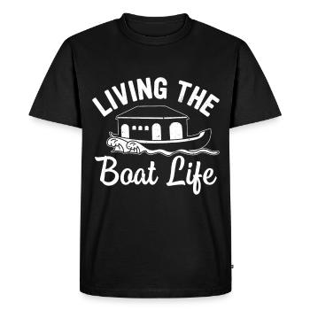 Funny Houseboat Saying - Men's Premium Organic T-Shirt - black - Front - Nico (187cm)