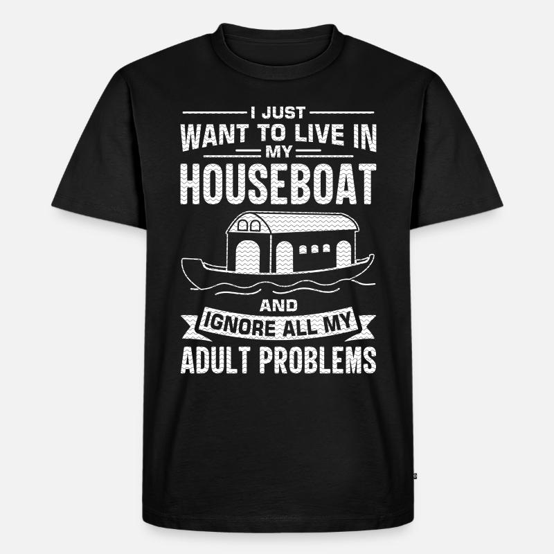 Witziger Hausboot Spruch - Männer Premium Bio T-Shirt - Schwarz