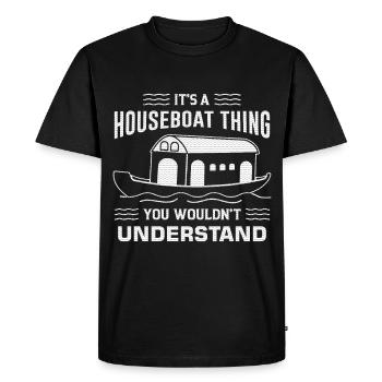 Funny Houseboat Saying - Men's Premium Organic T-Shirt - black - Front - Nico (187cm)