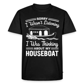 Funny Houseboat Saying - Men's Premium Organic T-Shirt - black - Front - Nico (187cm)