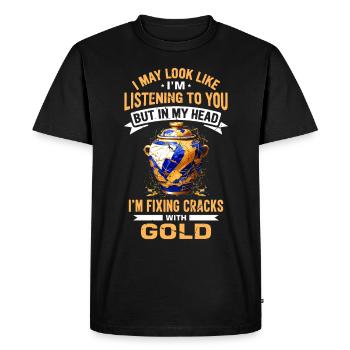 Conception japonaise de réparation de l’or Kintsukuroi - T-shirt Premium bio Homme - noir - Devant - Nico (187cm)