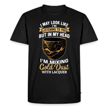 Conception japonaise de réparation de l’or Kintsukuroi - T-shirt Premium bio Homme - noir - Devant - Nico (187cm)