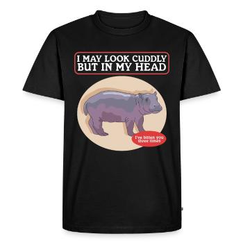 Hippopotame Bébé hippopotame Hippopotames Hippopotames cadeau - T-shirt Premium bio Homme - noir - Devant - Nico (187cm)
