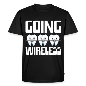 Funny braces saying - Men's Premium Organic T-Shirt - black - Front - Nico (187cm)
