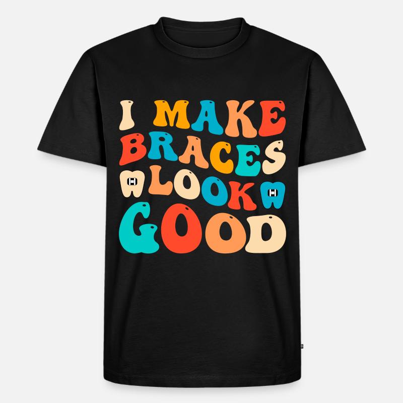 Witziger Zahnspangen Spruch - Männer Premium Bio T-Shirt - Schwarz