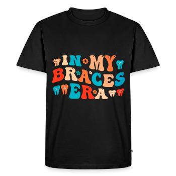 Funny braces saying - Men's Premium Organic T-Shirt - black - Front - Nico (187cm)