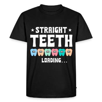 Funny braces saying - Men's Premium Organic T-Shirt - black - Front - Nico (187cm)