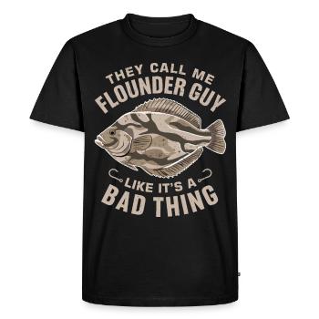 Dicton de pêcheur de plie - T-shirt Premium bio Homme - noir - Devant - Nico (187cm)