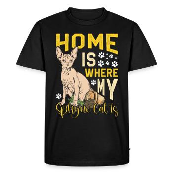 Drôle de chat Sphynx Dicton - T-shirt Premium bio Homme - noir - Devant - Nico (187cm)
