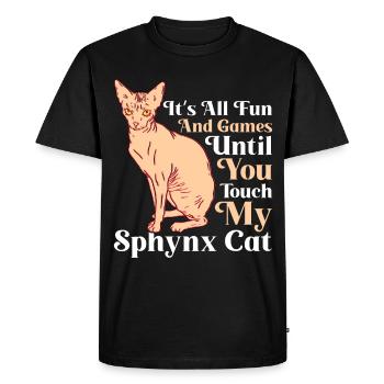 Drôle de chat Sphynx Dicton - T-shirt Premium bio Homme - noir - Devant - Nico (187cm)