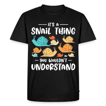 Funny Snail Saying - Men's Premium Organic T-Shirt - black - Front - Nico (187cm)