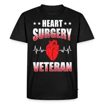 Pontage cardiaque Crise cardiaque Chirurgie cardiaque - T-shirt Premium bio Homme - noir - Devant - Nico (187cm)