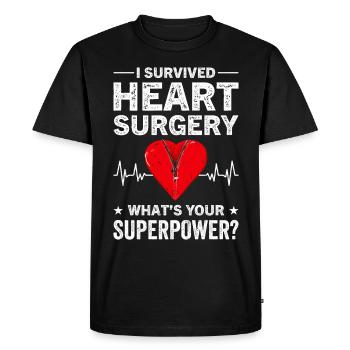 Pontage cardiaque Crise cardiaque Chirurgie cardiaque - T-shirt Premium bio Homme - noir - Devant - Nico (187cm)