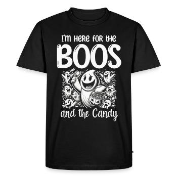 I'm here for the boos and sweets, Halloween - Men's Premium Organic T-Shirt - black - Front - Nico (187cm)