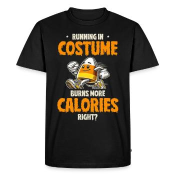 Running in costume burns more calories Halloween - Men's Premium Organic T-Shirt - black - Front - Nico (187cm)