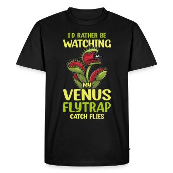 Venus Flytrap Carnivore Plant Design - Men's Premium Organic T-Shirt - black - Front - Nico (187cm)