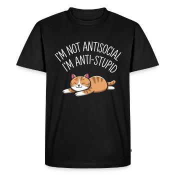 Dicton chat chat pour les propriétaires de chats - T-shirt Premium bio Homme - noir - Devant - Nico (187cm)
