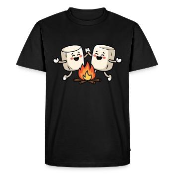 Joie au feu de camp guimauve - T-shirt Premium bio Homme - noir - Devant - Nico (187cm)