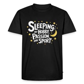 Funny Sleep Saying - Men's Premium Organic T-Shirt - black - Front - Nico (187cm)