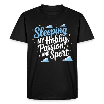 Funny Sleep Saying - Men's Premium Organic T-Shirt - black - Front - Nico (187cm)