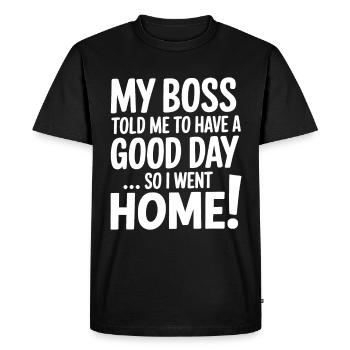 Office Humor - Men's Premium Organic T-Shirt - black - Front - Nico (187cm)