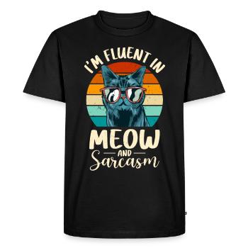 Funny cat saying - Men's Premium Organic T-Shirt - black - Front - Nico (187cm)