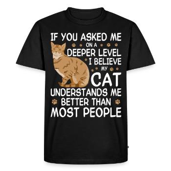 Funny cat saying - Men's Premium Organic T-Shirt - black - Front - Nico (187cm)
