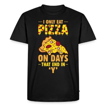 Funny pizza saying - Men's Premium Organic T-Shirt - black - Front - Nico (187cm)