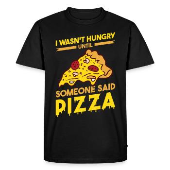 Drôle de dicton de pizza - T-shirt Premium bio Homme - noir - Devant - Nico (187cm)