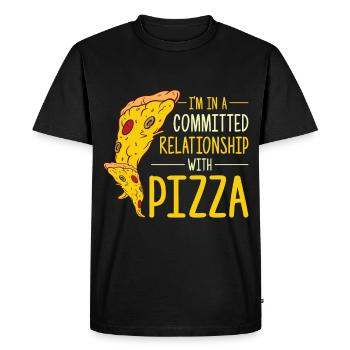 Drôle de dicton de pizza - T-shirt Premium bio Homme - noir - Devant - Nico (187cm)