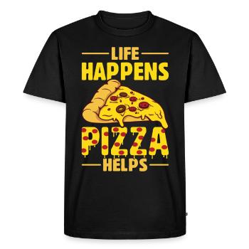 Funny pizza saying - Men's Premium Organic T-Shirt - black - Front - Nico (187cm)